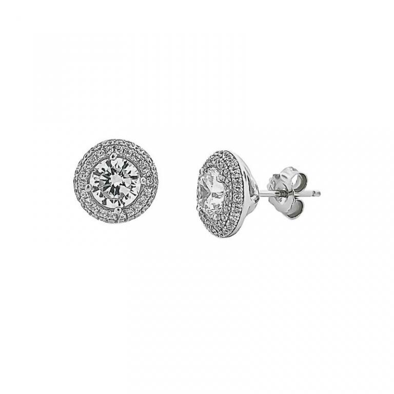 Micro Pave 925 Silver Earring Rhodium Plating With Cubic Zirconia