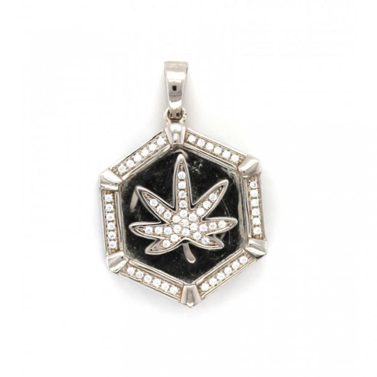 Micro Pave 925 Sterling Silver Pendant Rhodium Plating With Cubic Zirconia shopy blue
