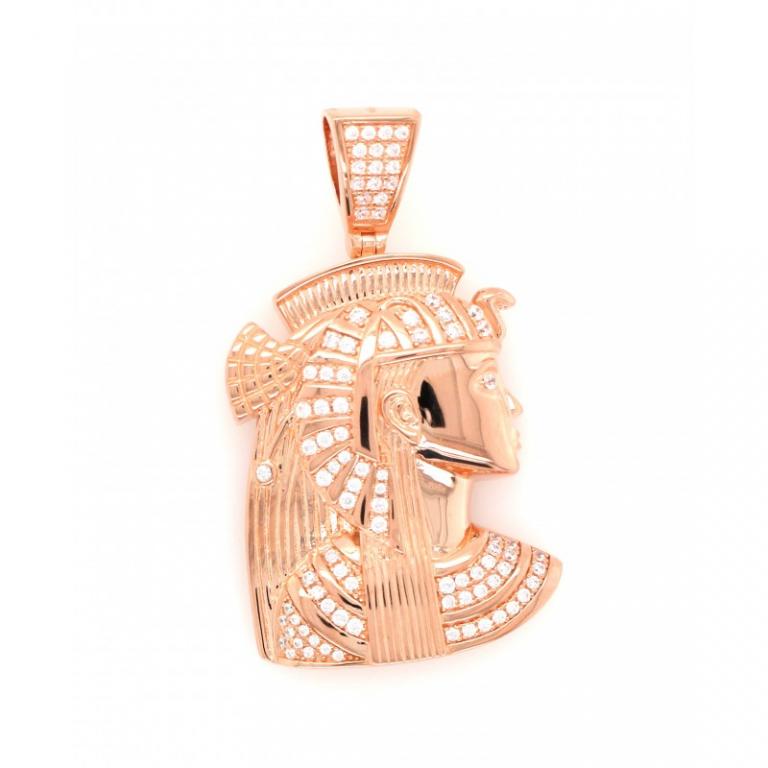 Micro Pave 925 Sterlings Silver Pendant 14K Roses Plating With Cubic Zirconia