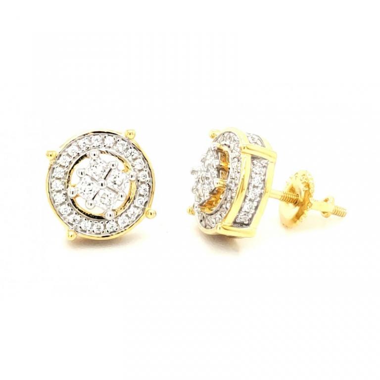MICRO PAVE 925 STERLING SILVER EARRING YELLOW GOLD PLATING WITH CUBIC ZIRCONIA