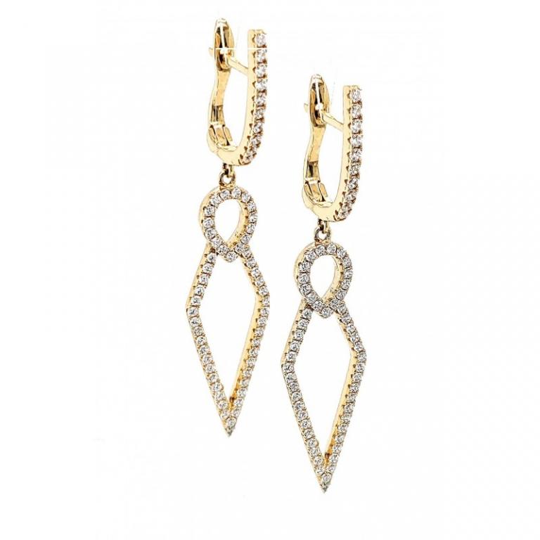 MICRO PAVE 925 SILVER DANGLE EARRING RHODIUM PLATING WITH CUBIC ZIRCONIA