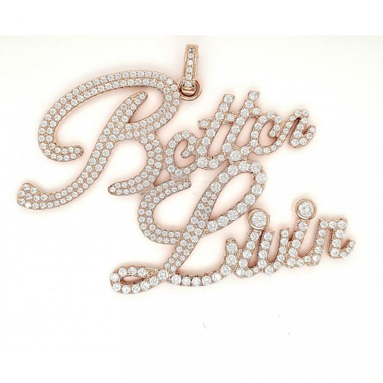 Betton Livin Pendant Micro Pave 925 Sterling Silver 14K Rose Gold Plating With Cubic Zirconia