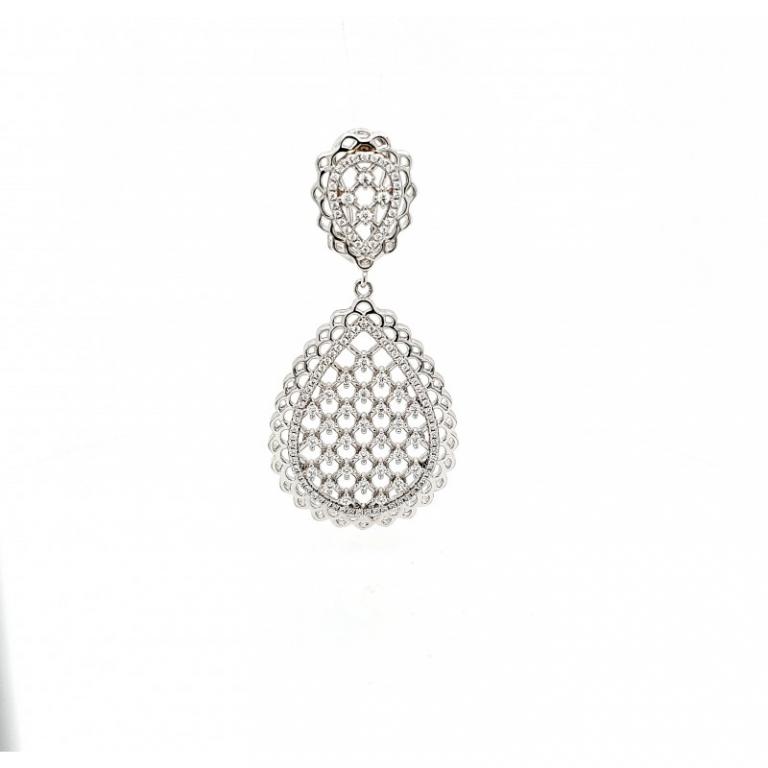 MICRO PAVE 925 STERLING SILVER DANGLING EARRING RHODIUM PLATING WITH CUBIC ZIRCONIA