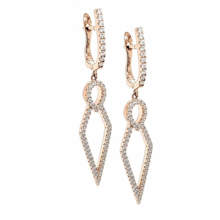 MICRO PAVE 925 STERLING SILVER DANGLE EARRING RHODIUM PLATING CUBIC ZIRCONIA
