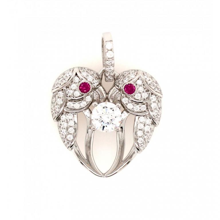 Bird Micro Pave 925 Sterling Silver Ladies Pendant Rhodium Plating With Cubic Zirconia