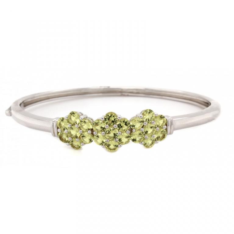 Micro Pave 925 Sterling Silver Bangle Rhodium Plated With Cubic Zirconia