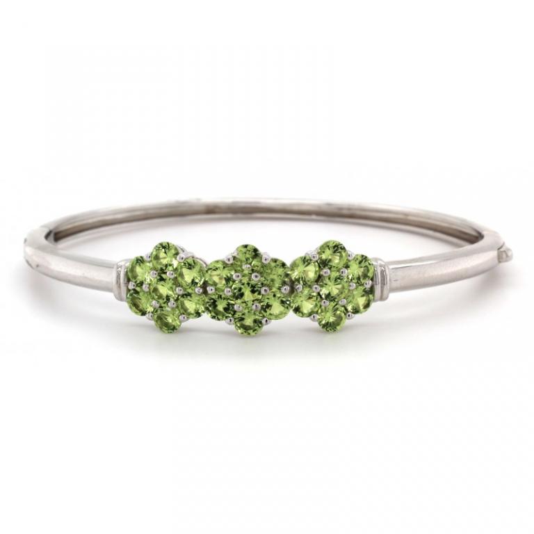 Micro Pave 925 Silver Bangle Rhodium Plating With Cubic Zirconia