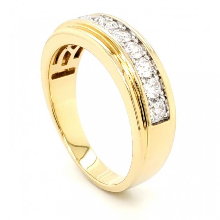 1 Row Round Stone Cubic Zirconia Silver Ring With 14k Gold Plating